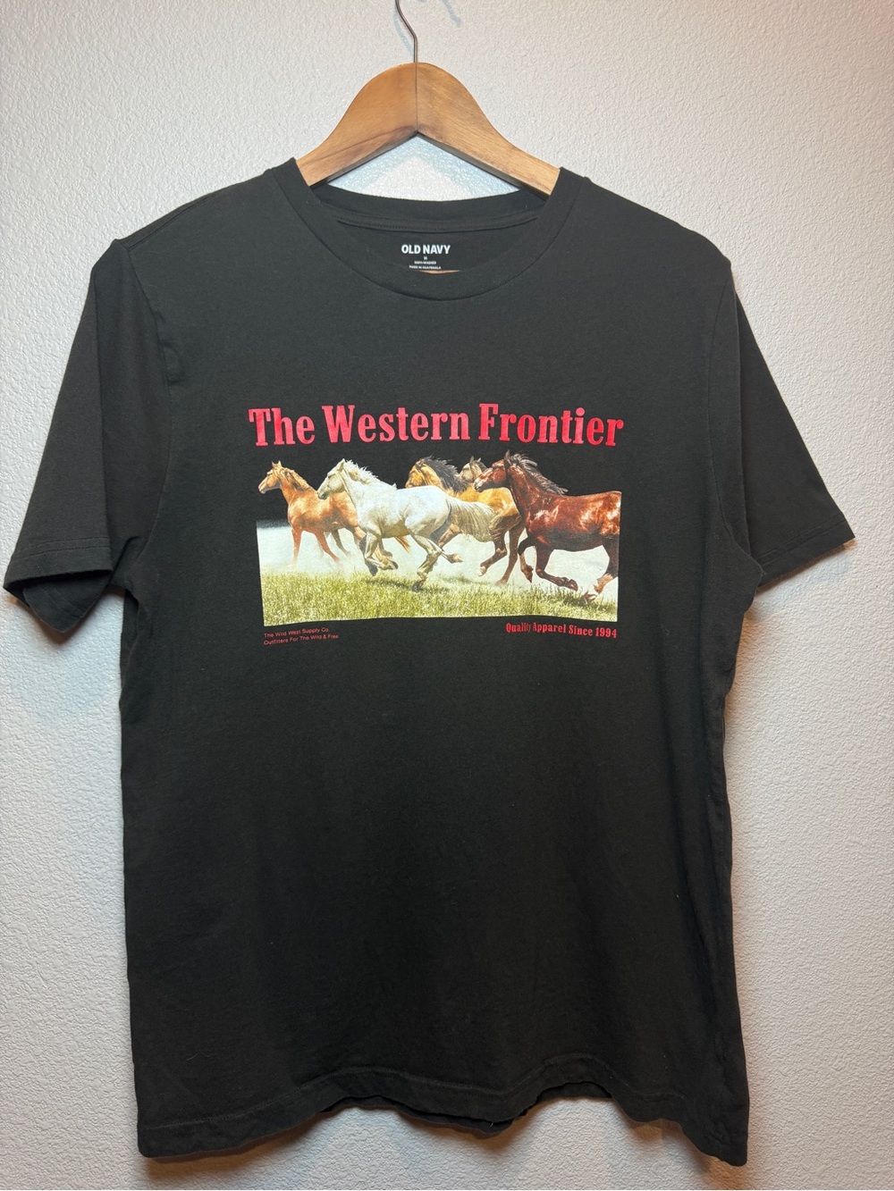 Old Navy Western Frontier Horse Graphic Tee Black Cowboy Western T Shirt M